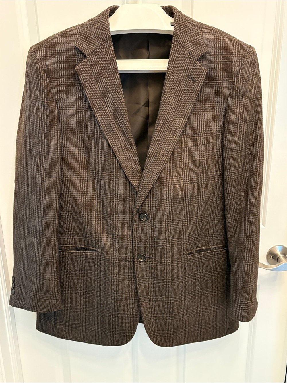 Stanley Blacker Men’s Brown Plaid Tweed Blazer Classic 2 Button Sport Coat 42R
